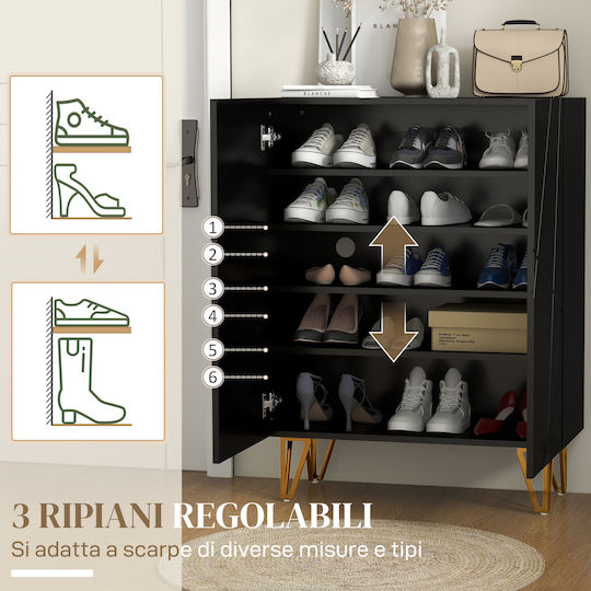 Wooden Shoe Organizer Black 72x31.5x95cm