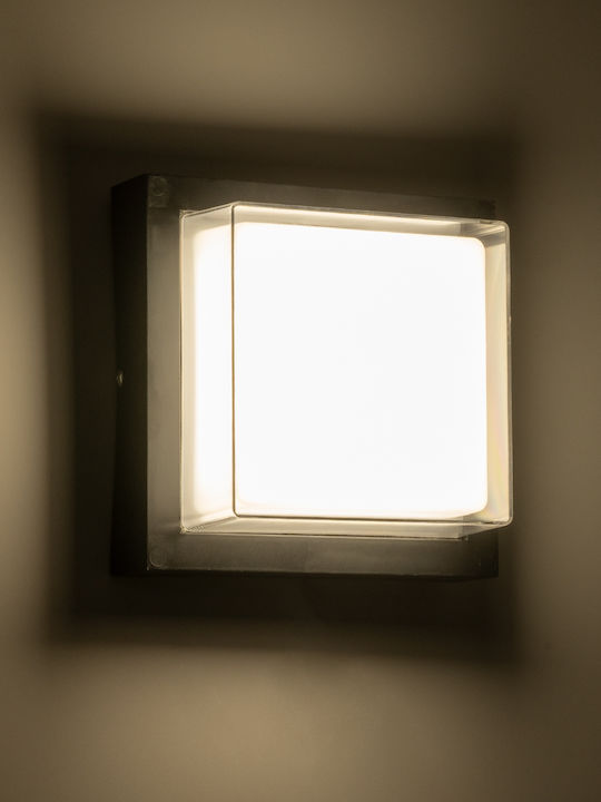 GloboStar Nexus Square Wandmontierte Außenbeleuchtung Deckenleuchte LED IP65 10W mit Natürliches Weiß Licht 17x17x9cm