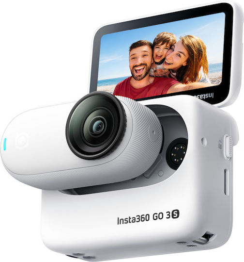 Insta360 GO 3S Standard Edition 128GB Action Camera 4K Ultra HD 360° Capture Underwater with Screen 2" and Wi-Fi White
