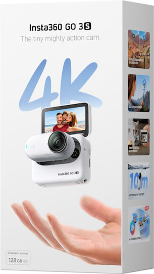Insta360 GO 3S Standard Edition 128GB Action Camera 4K Ultra HD 360° Capture Underwater with Screen 2" and Wi-Fi White