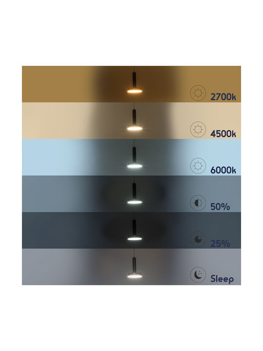 GloboStar ZANE Black LED Pendant Ceiling Light with Warm to Cool White Light 15x20x20cm