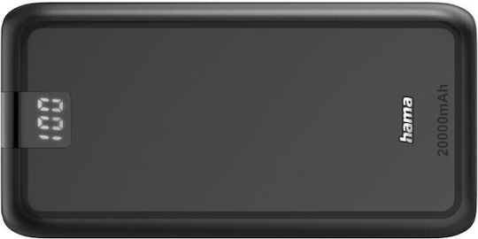 HAMA Performance 20 Power Bank 20000mAh με 2 Θύρες USB-A και Θύρα USB-C Γκρι