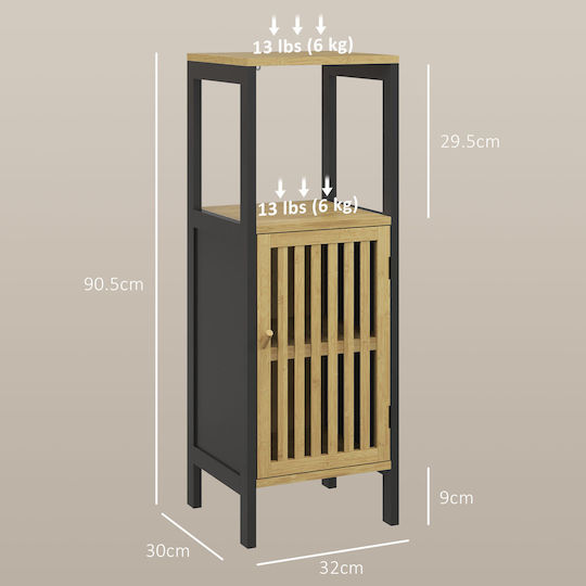 HomCom Ντουλάπι Μπάνιου 32x30x90.5cm Μαύρο