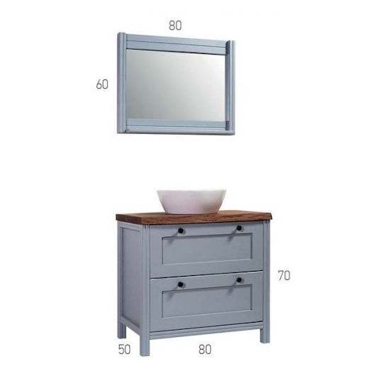 Mabo Countertop without Sink with Mirror Gray