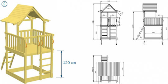 Blue Rabbit Wooden Tower Pagoda for Professional Use 140x160cm. Beige