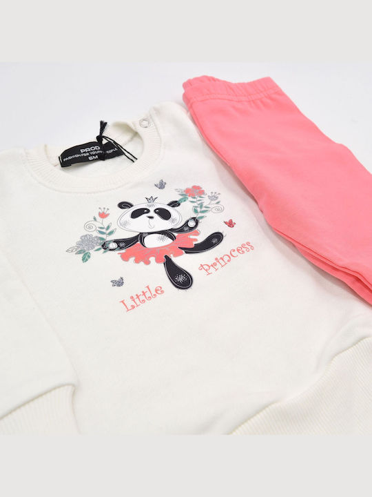 Prod Kids Sweatpants Set Ecru/coral