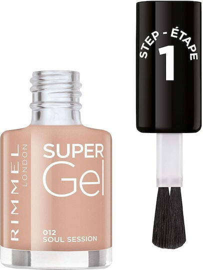 Rimmel Super Gel By Kate Step 1 Glossy Βερνίκι Νυχιών Μακράς Διαρκείας Μπεζ 12ml