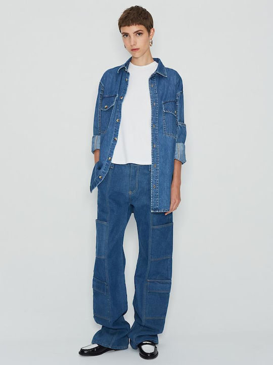 Nadia Rapti Damen Denim Cargo Hose Blau