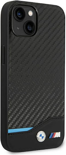 BMW Carbon Задна корица Кожа / Текстил Син (iPhone 14 Plus)
