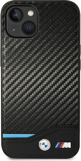 BMW Carbon Задна корица Кожа / Текстил Син (iPhone 14 Plus)