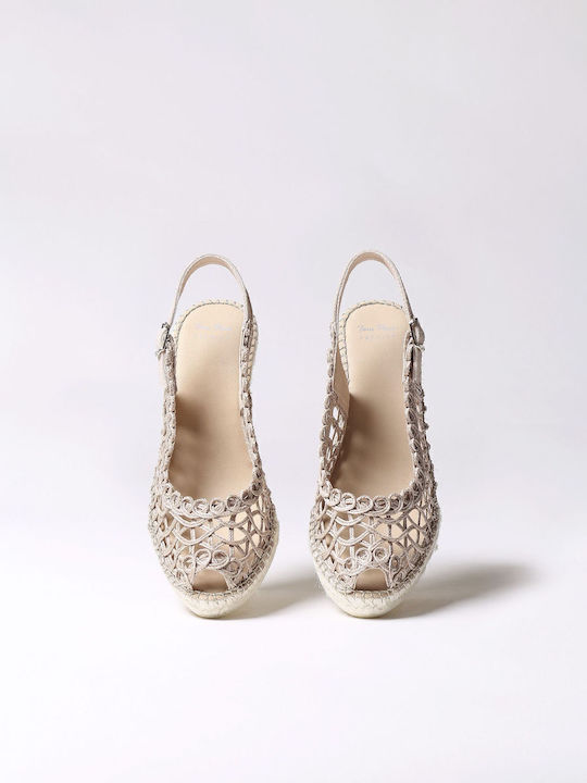Platforme Dama În Tip Espadrile Bej