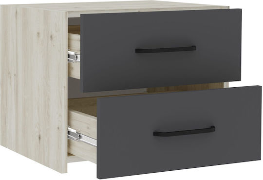 Noptieră Malmo White Oak/Anthracite 50x40x40cm
