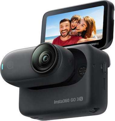 Insta360 GO 3S Standard Edition CINSAATA/GO3S13 128GB Action Camera 4K Ultra HD Λήψης 360° Υποβρύχια με WiFi Midnight Black Μαύρη με Οθόνη