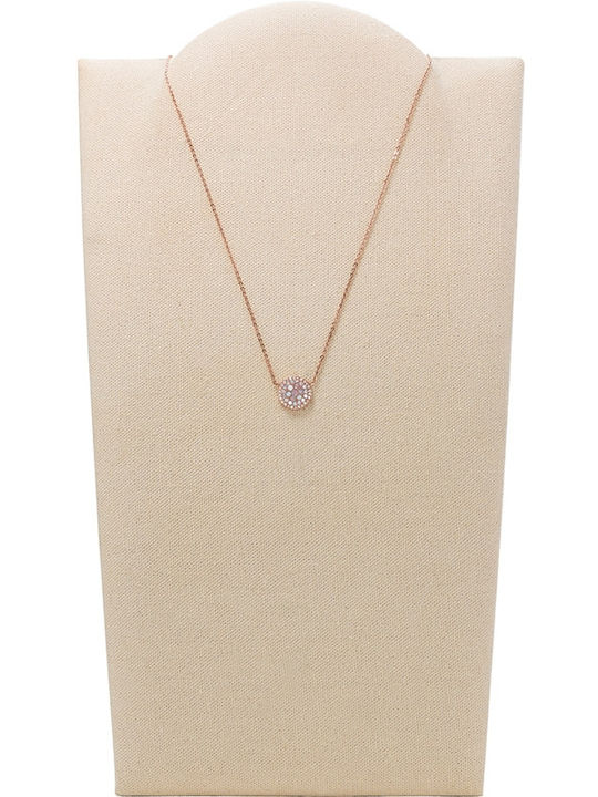 Fossil Vintage Glitz Κολιέ με Ροζ Επιχρύσωση