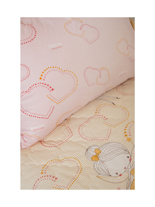 Naf Naf Feen 353 Creme Rosa Steppdecken-Set 100% Baumwolle