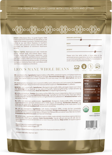 Rå Hygge Bio Lions Mane Coffee Whole Beans 227g