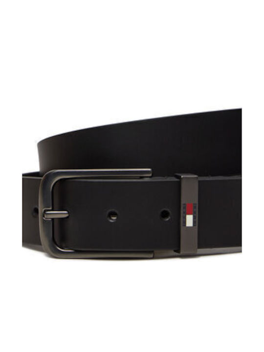 Men's Belt Tommy Jeans Tjm Elevated Flag Leather 3.5 Am0am12681 Black Men's Belt Tommy Jeans