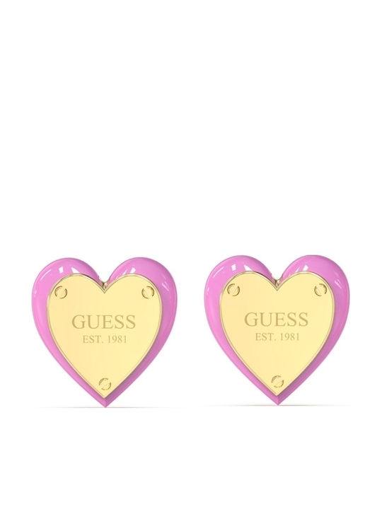 Guess All You Need Is Love Σκουλαρίκια από Ατσάλι Επιχρυσωμένα με Πέτρες