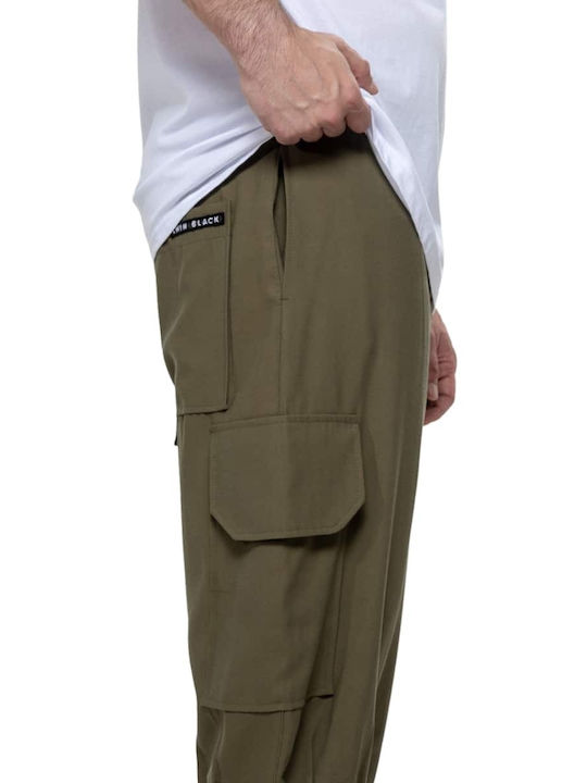 Twin Black Men's Trousers Cargo in Relaxed Fit Khaki