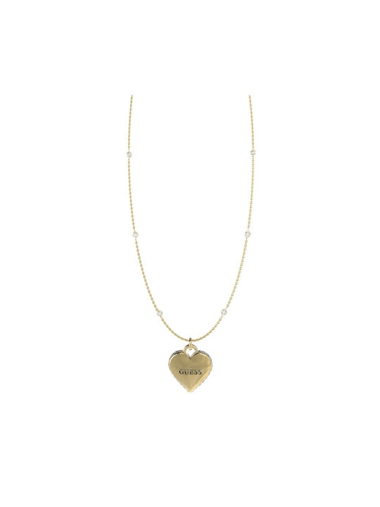 Guess Love Necklace with design Heart from Gold Plated Steel