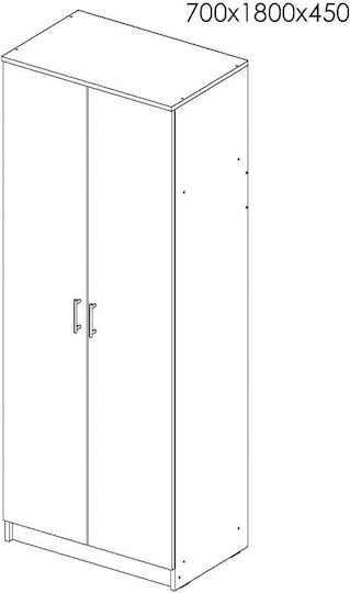 Kendall Δίφυλλη Ντουλάπα Sonoma 70x45x180cm