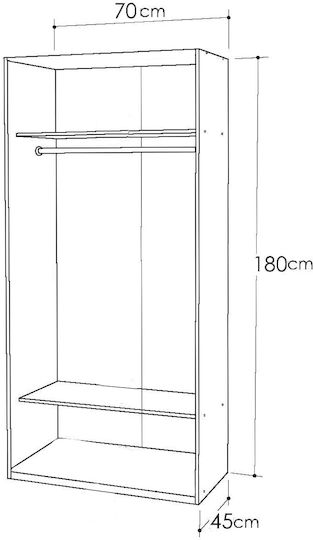 Kendall Δίφυλλη Ντουλάπα Wenge 70x45x180cm