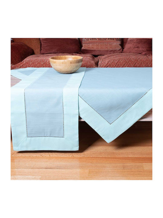 Silk Fashion Tablecloth Cotton with Embroidery Set Bg17 Turquoise-Ceel 140x180cm