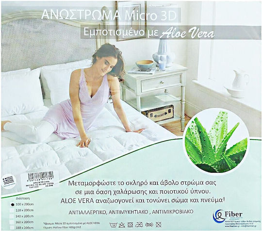 FiberTex Mattress Topper Micro 3D Aloe Vera Single Hollowfiber Infused with Aloe & Elastic Straps 100x200cm