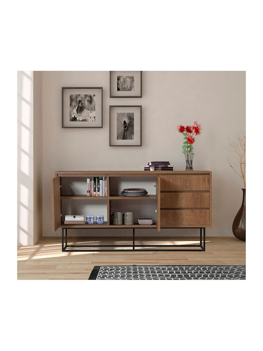 Sideboard Amedeo Wooden with Drawers Walnut 140x36x72cm