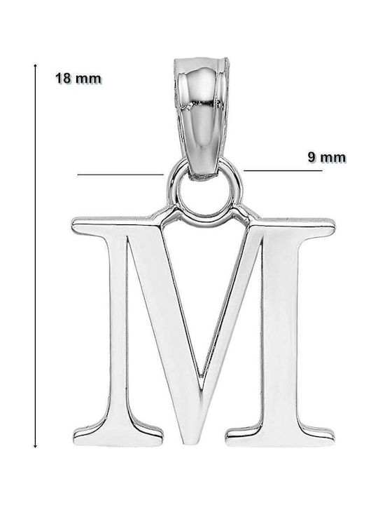 Jolie Silver 925 Silver Pendant Letter M 18 X 9 Mm 1.4 G