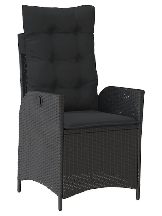 Outdoor-Sessel Rattan Black Velvet-Black Metal mit Kissen 57x61x93εκ.