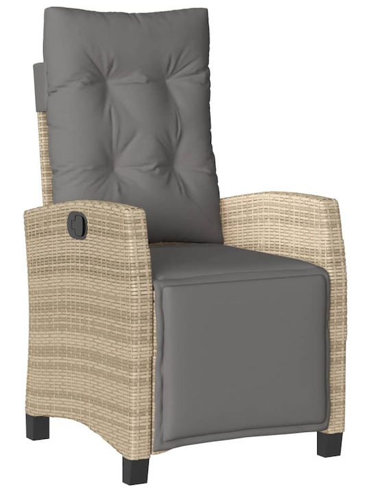 Außenliege Rattan Mixed Beige mit Kissen 2Stück 57x66x93cm.