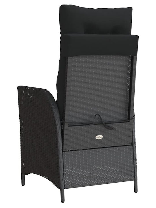 Outdoor-Sessel Rattan Black Velvet-Black Metal mit Kissen 57x61x93εκ.