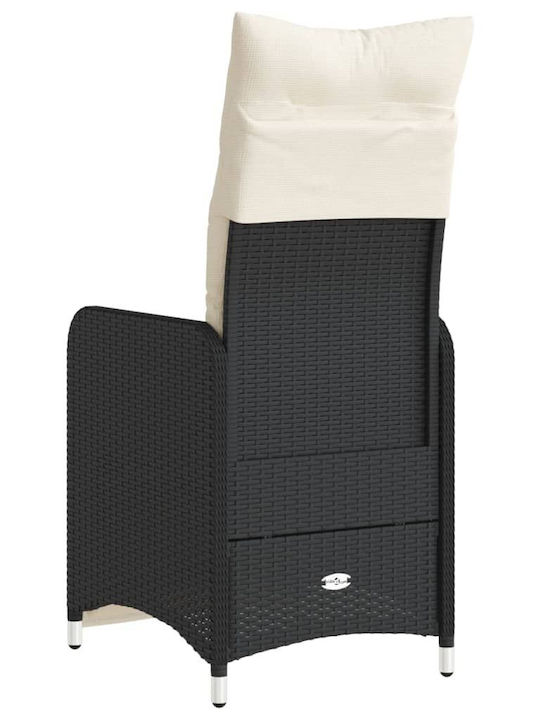 Outdoor Armchair Rattan Black with Cushion 1pcs 54.5x58.5x92cm.
