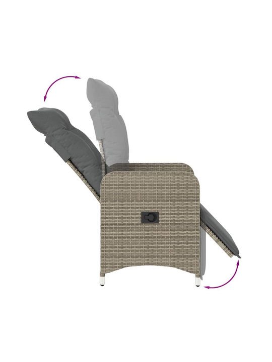 Fotoliu de exterior Rattan Gri cu pernă 54.5x58.5x92cm