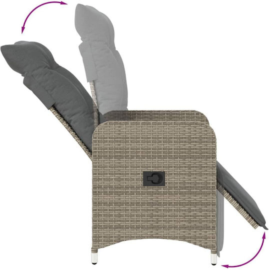 Outdoor-Sessel Rattan Grey mit Kissen 54.5x58.5x92εκ.