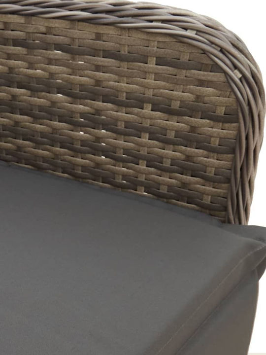 Fotoliu de exterior Rattan Gri cu pernă 54.5x58.5x92cm