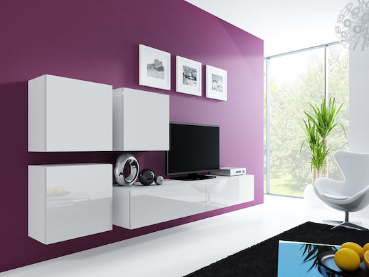 Vigo Dulap Suspendat pentru Sufragerie din Lemn Alb cu Iluminare LED 50x30x50cm