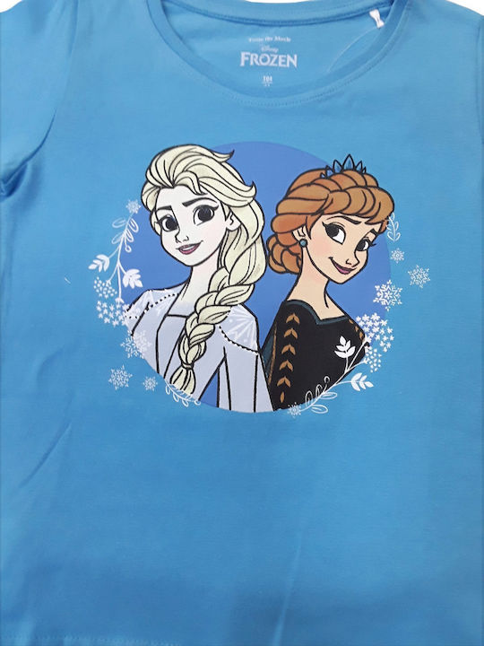 Disney Παιδική Πιτζάμα Καλοκαιρινή Blue Elsa Anna Blue Disney Παιδική Πιτζάμα Καλοκαιρινή Blue Elsa Anna Blue