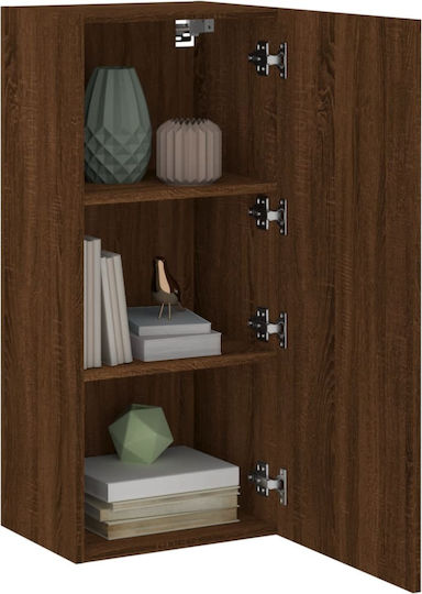 Wall-Mounted Living Room Cabinet made of Particle Board Brown Oak 40.5x30x90cm