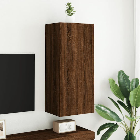 Wall-Mounted Living Room Cabinet made of Particle Board Brown Oak 40.5x30x90cm