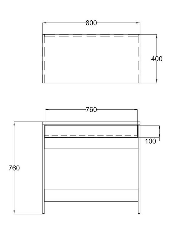 Γραφείο Practico Ξύλινο Λευκό / Φυσικό 80x40x76εκ.
