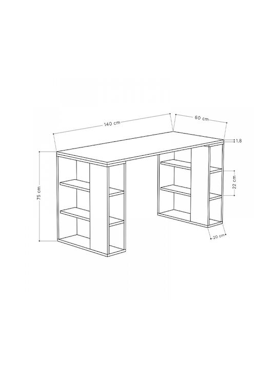 Γραφείο Colmar Ξύλινο sapphire oak 140x60x75εκ.