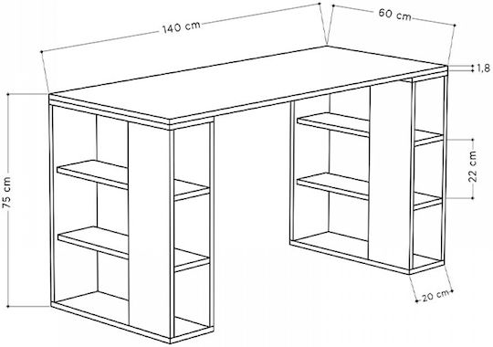Schreibtisch Colmar Holz sapphire oak 140x60x75cm