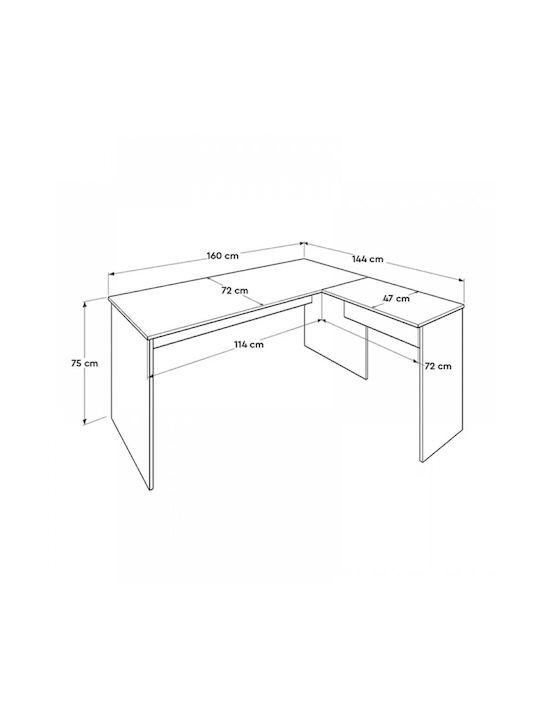 Ecke Professionelles Büro Rio Holz Charcoal 160x144x75cm