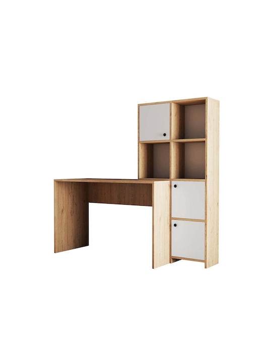 Desk Vorrei Wooden with Bookshelf White 157x25x146cm