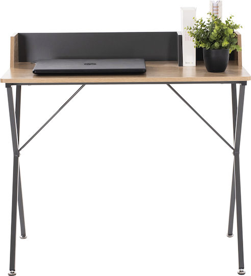 Schreibtisch Holz Grey / Natural mit Metallbeinen 90x50x78cm