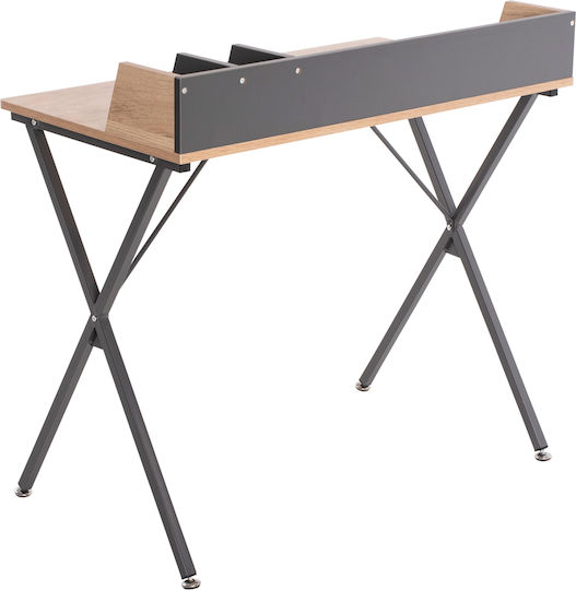 Schreibtisch Holz Grey / Natural mit Metallbeinen 90x50x78cm