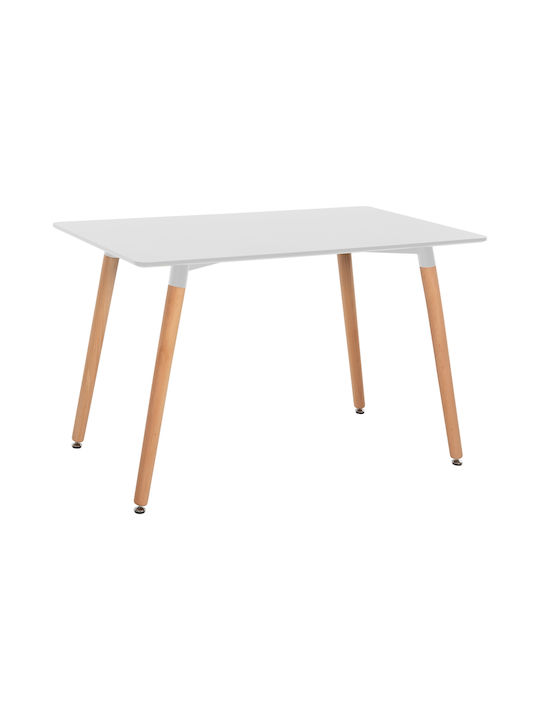 Minimal Tisch Küche Holz Weiß 120x80x73cm