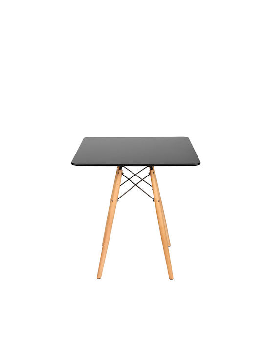 Square Table Kitchen Wooden Black 70x70x75.5cm